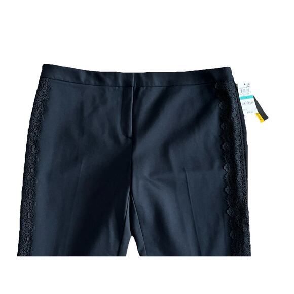 NEW Alfani Women's Deep Black Lace Trim Tummy Control Slim Leg Ponte Pants 16 - Picture 6 of 7